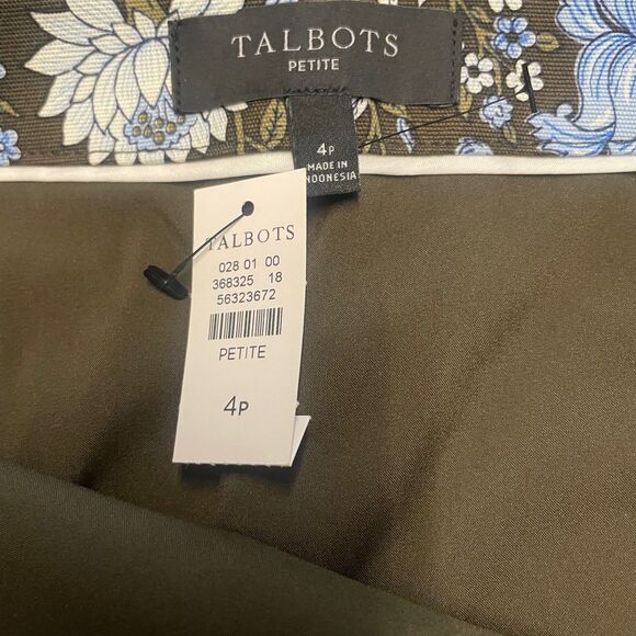 Talbots Sz 4Petite A-Line Canvas Side Zip Contrast Border Skirt Cottage Floral - Picture 5 of 5